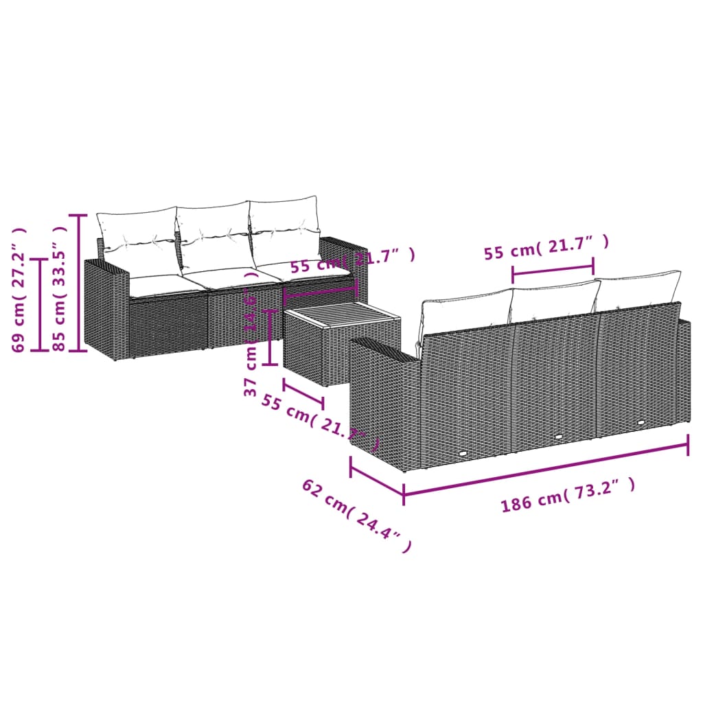 Patio Sofa Set 6-Posti Misto Beige e Grigio Chiaro | homemem39