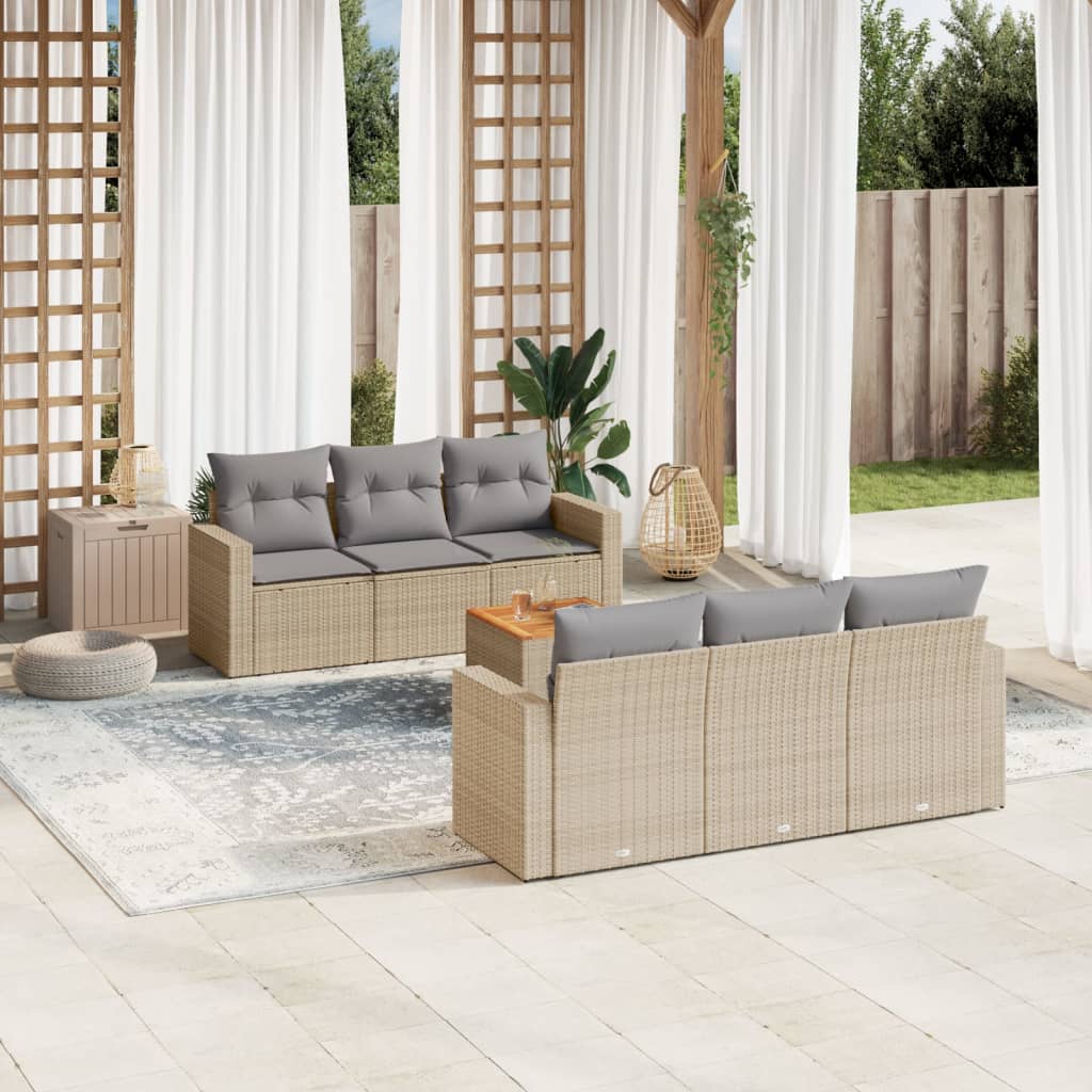 Patio Sofa Set 6-Posti Misto Beige e Grigio Chiaro | homemem39