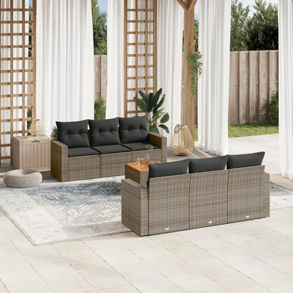 Set Divani da Giardino 7 pz con Cuscini Grigio in Polyrattan - homemem39