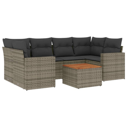 Set Divani da Giardino 7 pz con Cuscini Grigio in Polyrattan - homemem39