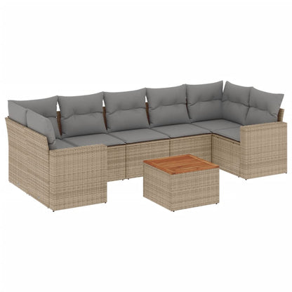 Set Divano da Giardino 8 pz con Cuscini Beige Misto Polyrattan - homemem39