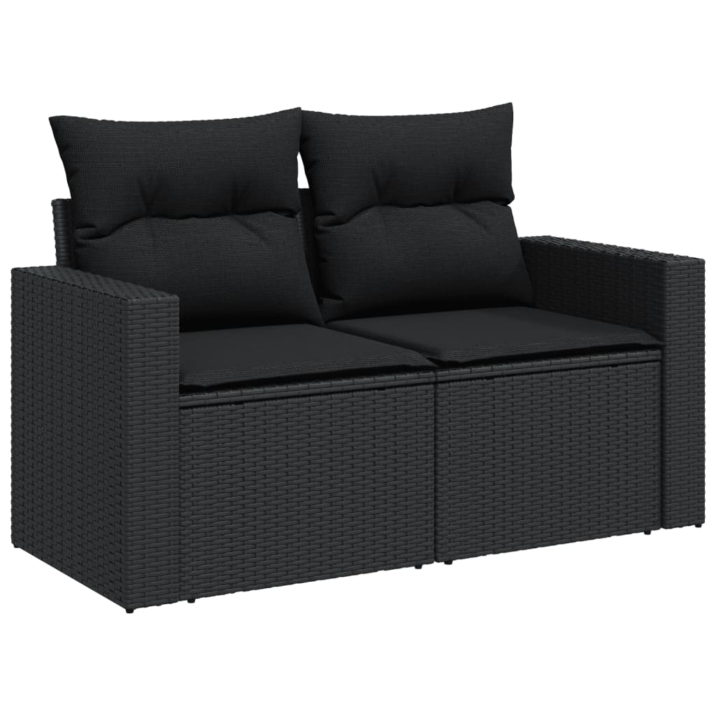 Set Divani da Giardino 9 pz con Cuscini Nero in Polyrattan - homemem39