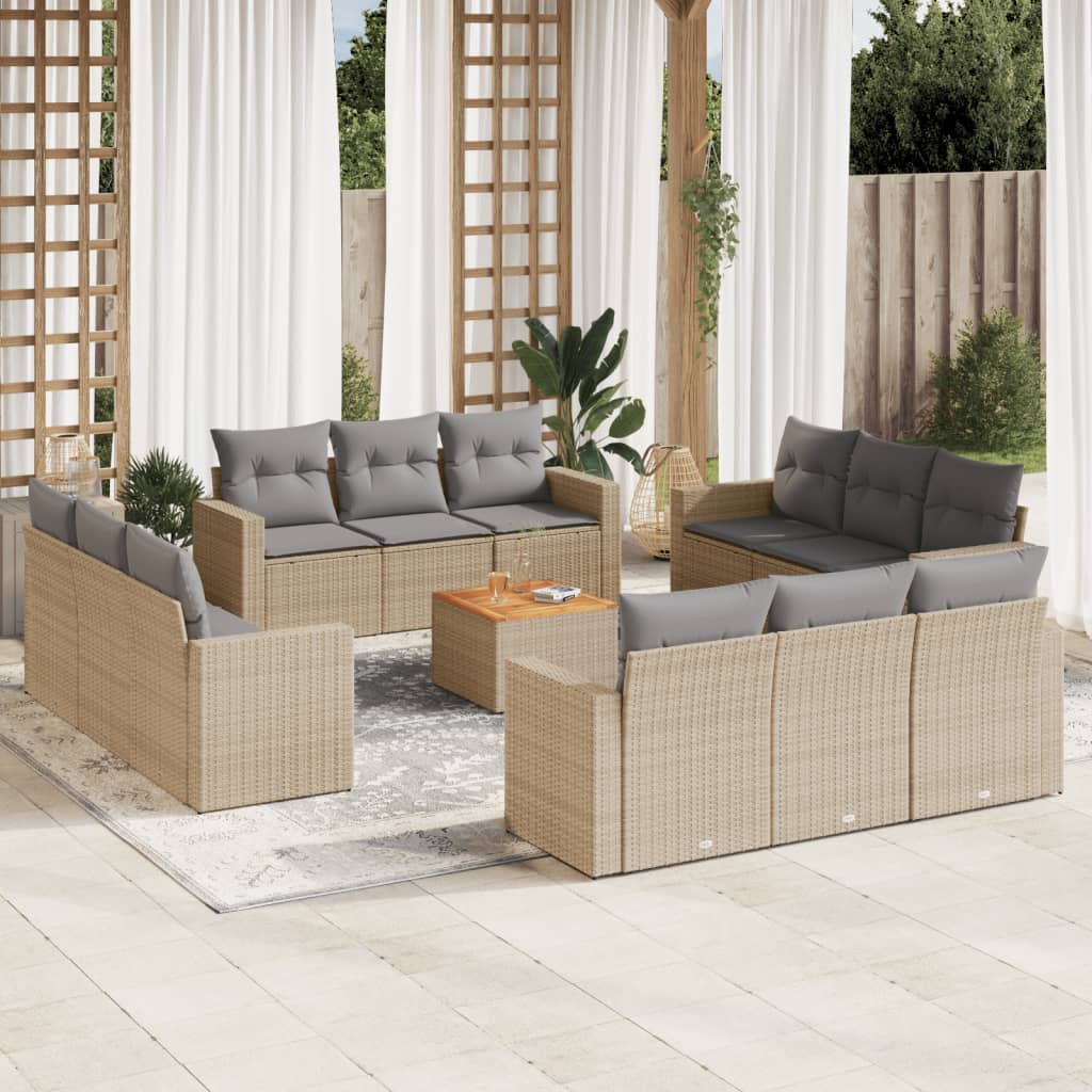 Patio Sofa Set 12-Posti Misto Beige e Grigio Chiaro