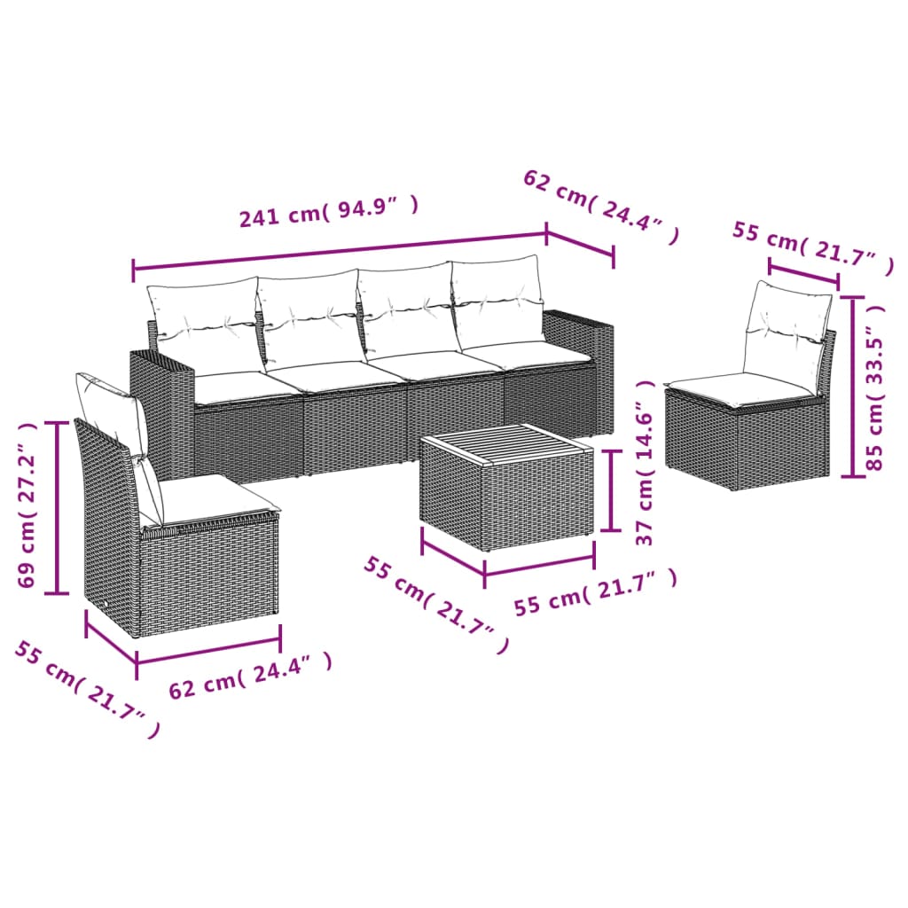 Patio Sofa Set 7-Posti Misto Beige e Grigio Chiaro | homemem39