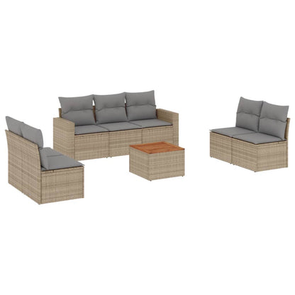 Set Divano da Giardino 8 pz con Cuscini Beige Misto Polyrattan - homemem39