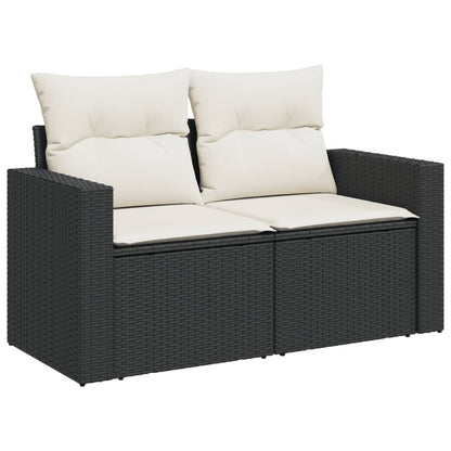 6-piece Garden Sofa Set with Black Polyrattan Cushions