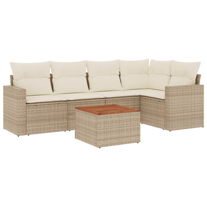 Set Divano da Giardino 6 pz con Cuscini Beige in Polyrattan - homemem39