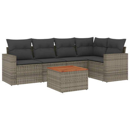 Set Divano da Giardino 6 pz con Cuscini Grigio in Polyrattan - homemem39