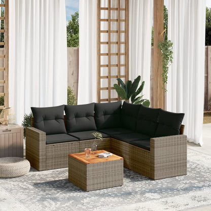 Set Divano da Giardino 6 pz con Cuscini Grigio in Polyrattan - homemem39