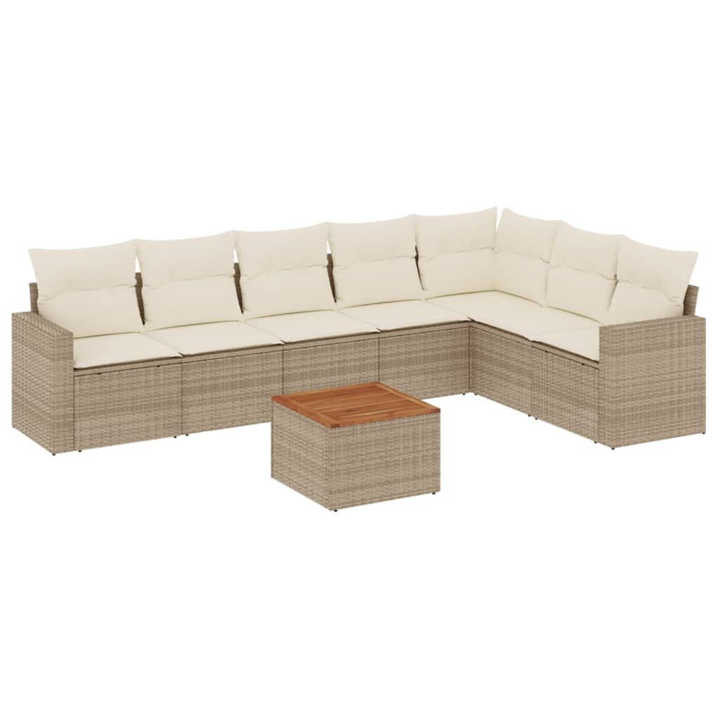 Set Divano da Giardino 8 pz con Cuscini Beige in Polyrattan - homemem39