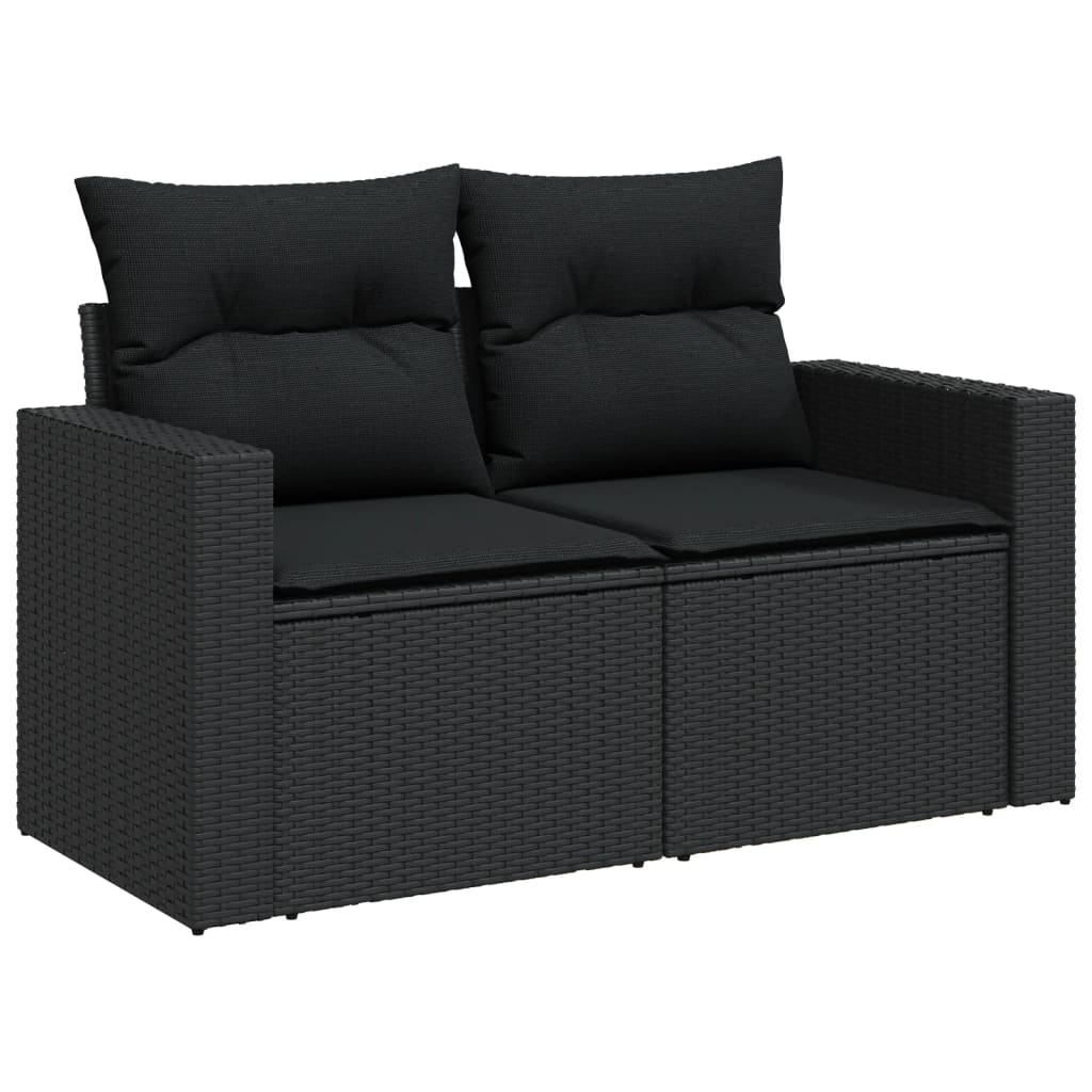 Set Divani da Giardino 12 pz con Cuscini Nero in Polyrattan - homemem39