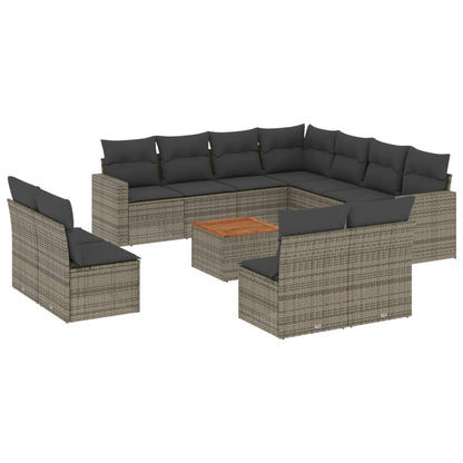 Set Divani da Giardino 12 pz con Cuscini Grigio in Polyrattan - homemem39
