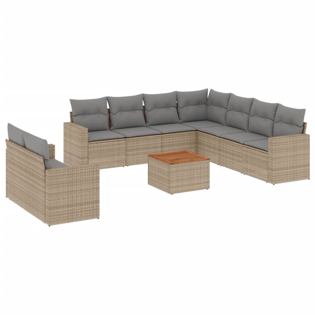Patio Sofa Set 9-Posti Misto Beige e Grigio Chiaro
