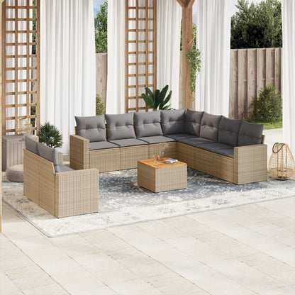 Patio Sofa Set 9-Posti Misto Beige e Grigio Chiaro