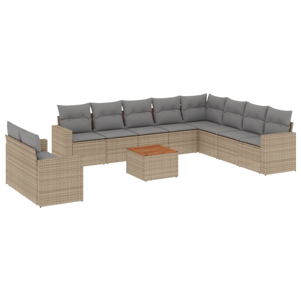 Set Divano da Giardino 11 pz con Cuscini Beige Misto Polyrattan - homemem39