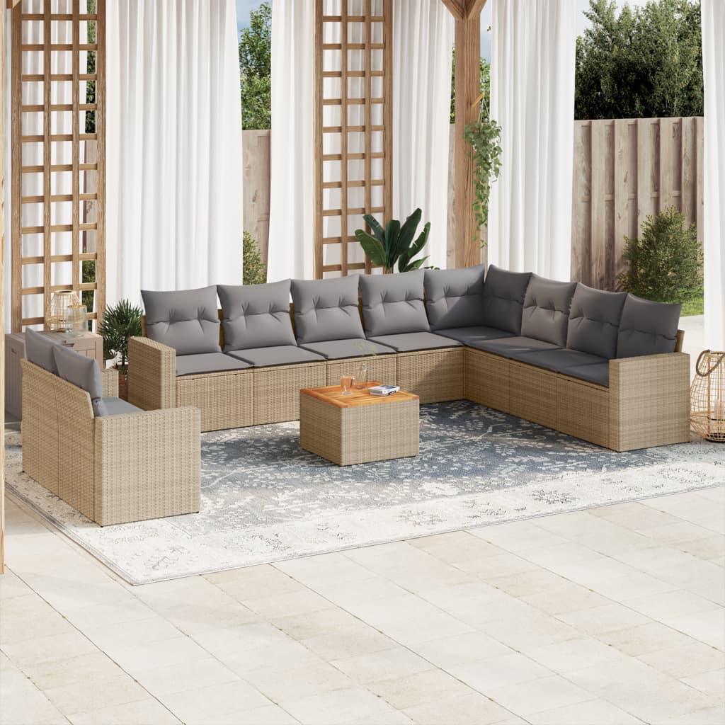 Patio Sofa Set 11-Posti Misto Beige e Grigio Chiaro | homemem39