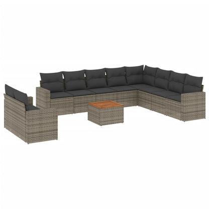 Set Divani da Giardino 11 pz con Cuscini in Polyrattan Grigio - homemem39