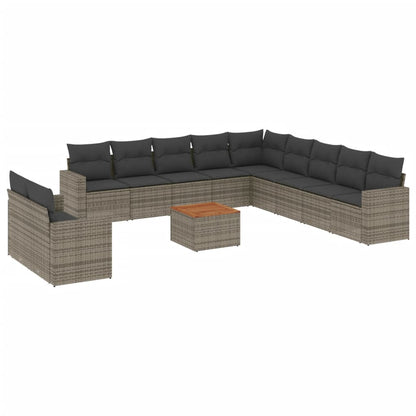 Set Divani da Giardino 12 pz con Cuscini Grigio in Polyrattan | homemem39
