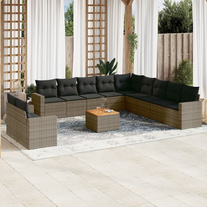 Set Divani da Giardino 12 pz con Cuscini Grigio in Polyrattan | homemem39