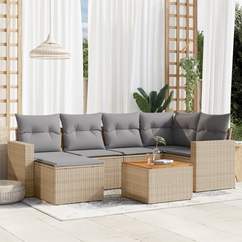 Patio Sofa Set 6-Posti Misto Beige e Grigio Chiaro | homemem39