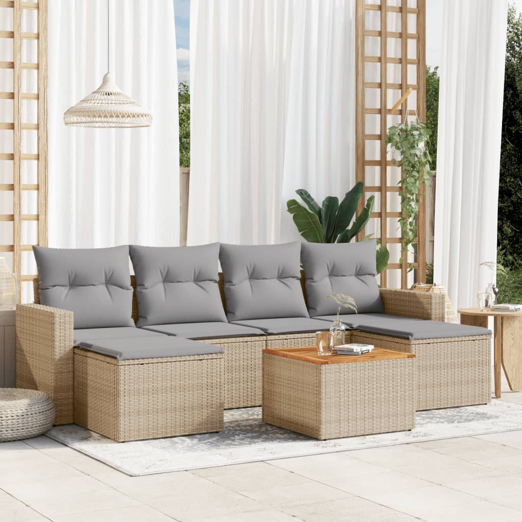 Patio Sofa Set 6-Posti Misto Beige e Grigio Chiaro | homemem39