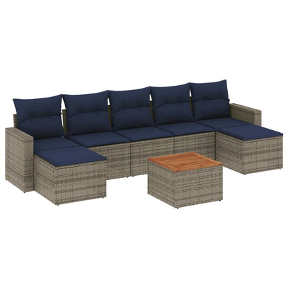 Set Divani da Giardino 8 pz con Cuscini Grigio in Polyrattan | homemem39