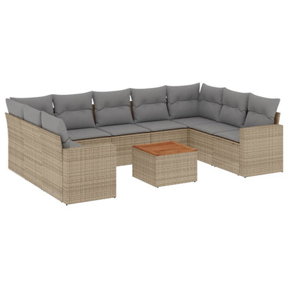Set Divano da Giardino 10 pz con Cuscini Beige Misto Polyrattan - homemem39