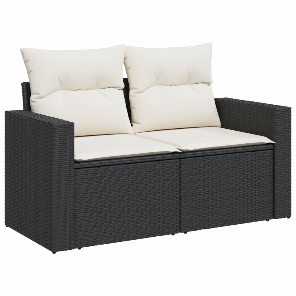 10pc Garden Sofa Set with Black Polyrattan Cushions