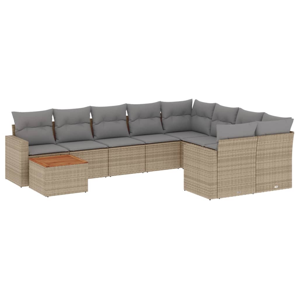 Set Divano da Giardino 10 pz con Cuscini Beige Misto Polyrattan - homemem39