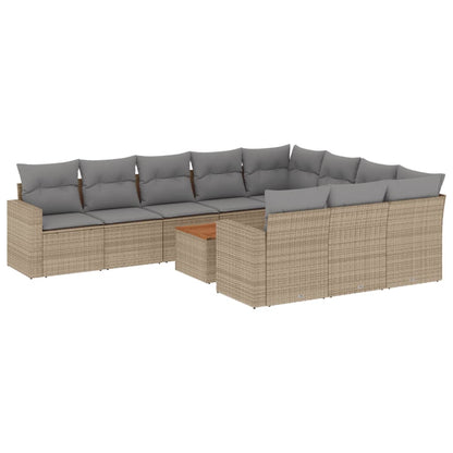 Set Divano da Giardino 11 pz con Cuscini Beige Misto Polyrattan - homemem39