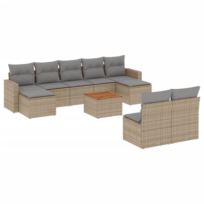Set Divano da Giardino 10 pz con Cuscini Beige Misto Polyrattan - homemem39