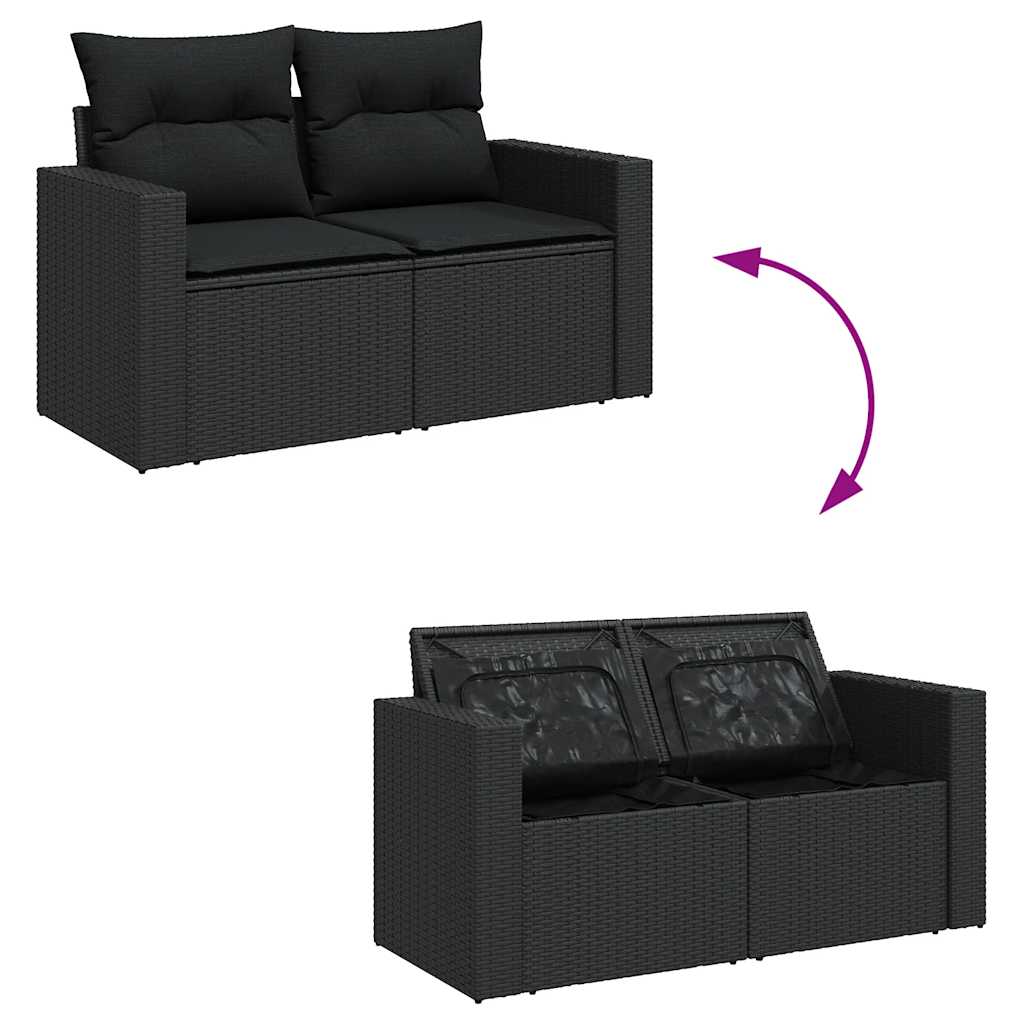 Set Divani da Giardino 11 pz con Cuscini in Polyrattan Nero