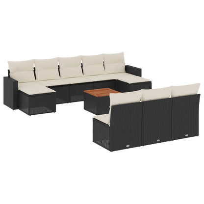 Set Divani da Giardino 11 pz con Cuscini in Polyrattan Nero | homemem39