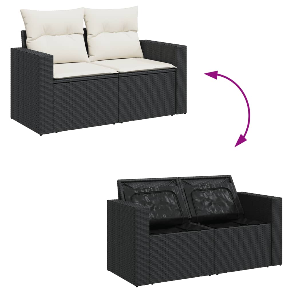Set Divani da Giardino 11 pz con Cuscini in Polyrattan Nero | homemem39