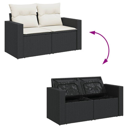 Set Divani da Giardino 11 pz con Cuscini in Polyrattan Nero | homemem39