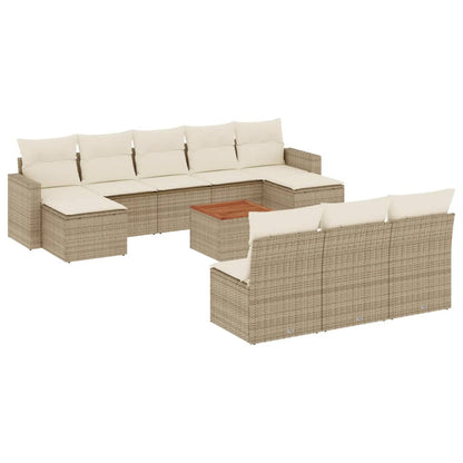 Set Divani da Giardino 11 pz con Cuscini Beige in Polyrattan | homemem39