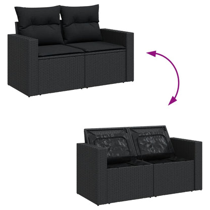 Set Divani da Giardino 10pz con Cuscini in Polyrattan Nero | homemem39