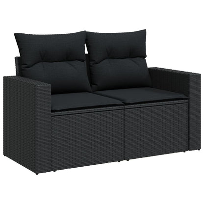 Set Divani da Giardino 10pz con Cuscini in Polyrattan Nero | homemem39