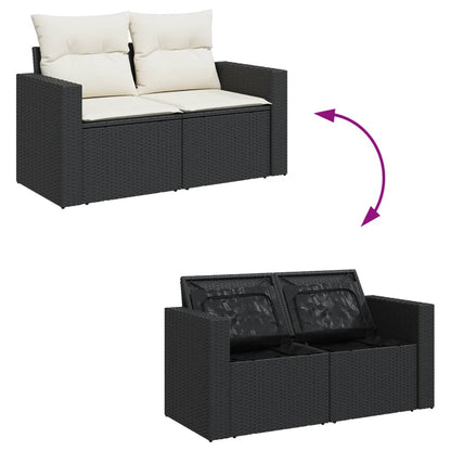 Set Divani da Giardino 10pz con Cuscini in Polyrattan Nero | homemem39