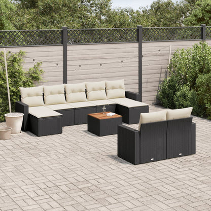 Set Divani da Giardino 10pz con Cuscini in Polyrattan Nero | homemem39
