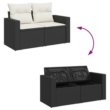 Set Divani da Giardino 11 pz con Cuscini in Polyrattan Nero | homemem39