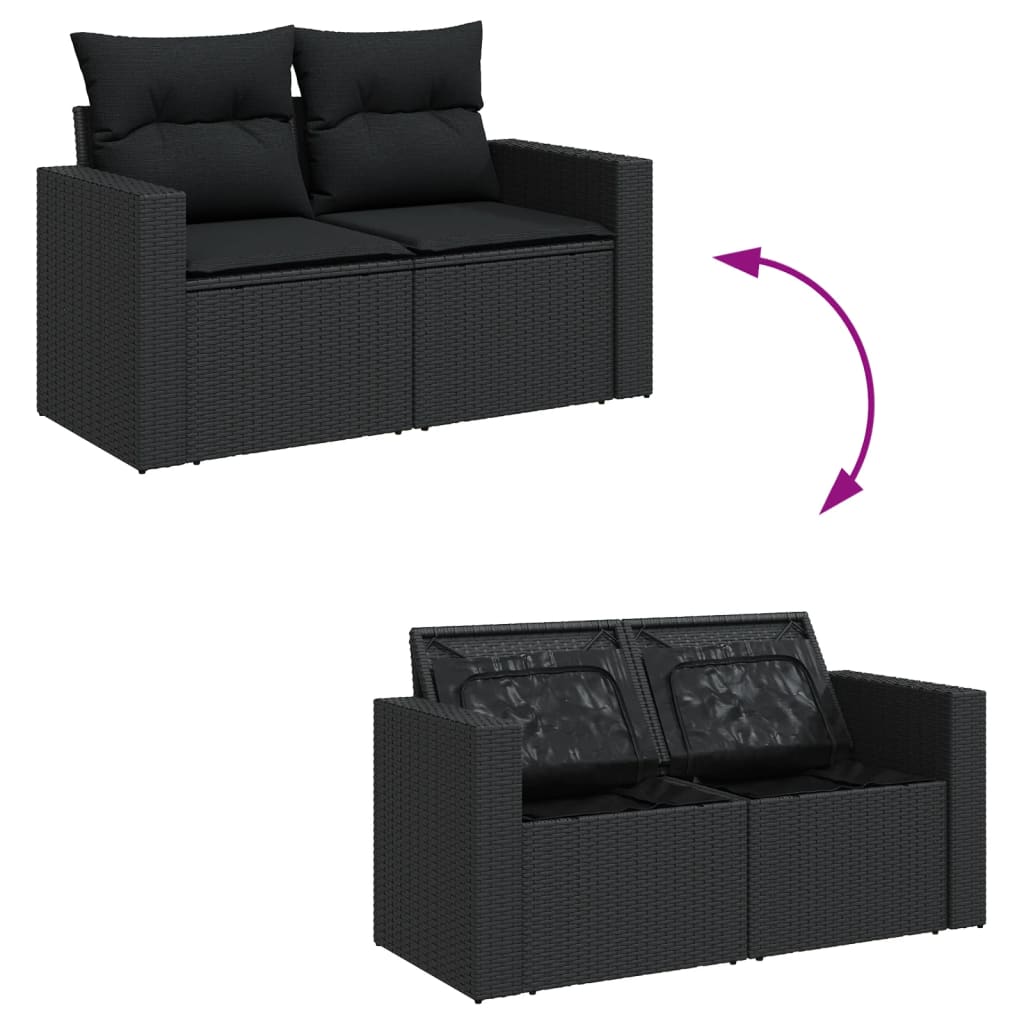 Set Divani da Giardino 12 pz con Cuscini Nero in Polyrattan | homemem39