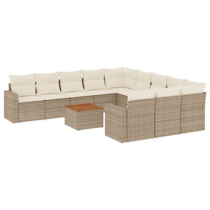 Set Divani da Giardino 12 pz con Cuscini Beige in Polyrattan | homemem39