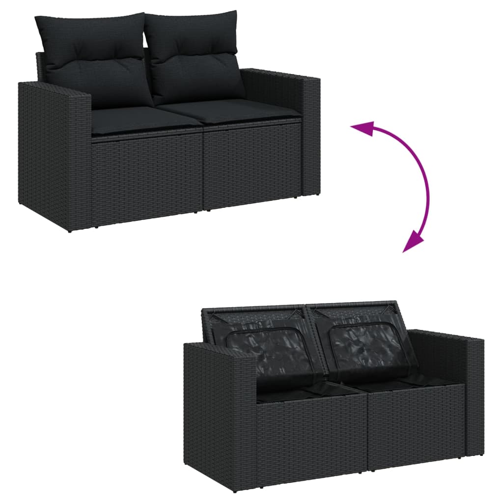 Set Divani da Giardino 13pz con Cuscini Nero in Polyrattan | homemem39