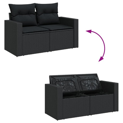 Set Divani da Giardino 13pz con Cuscini Nero in Polyrattan | homemem39