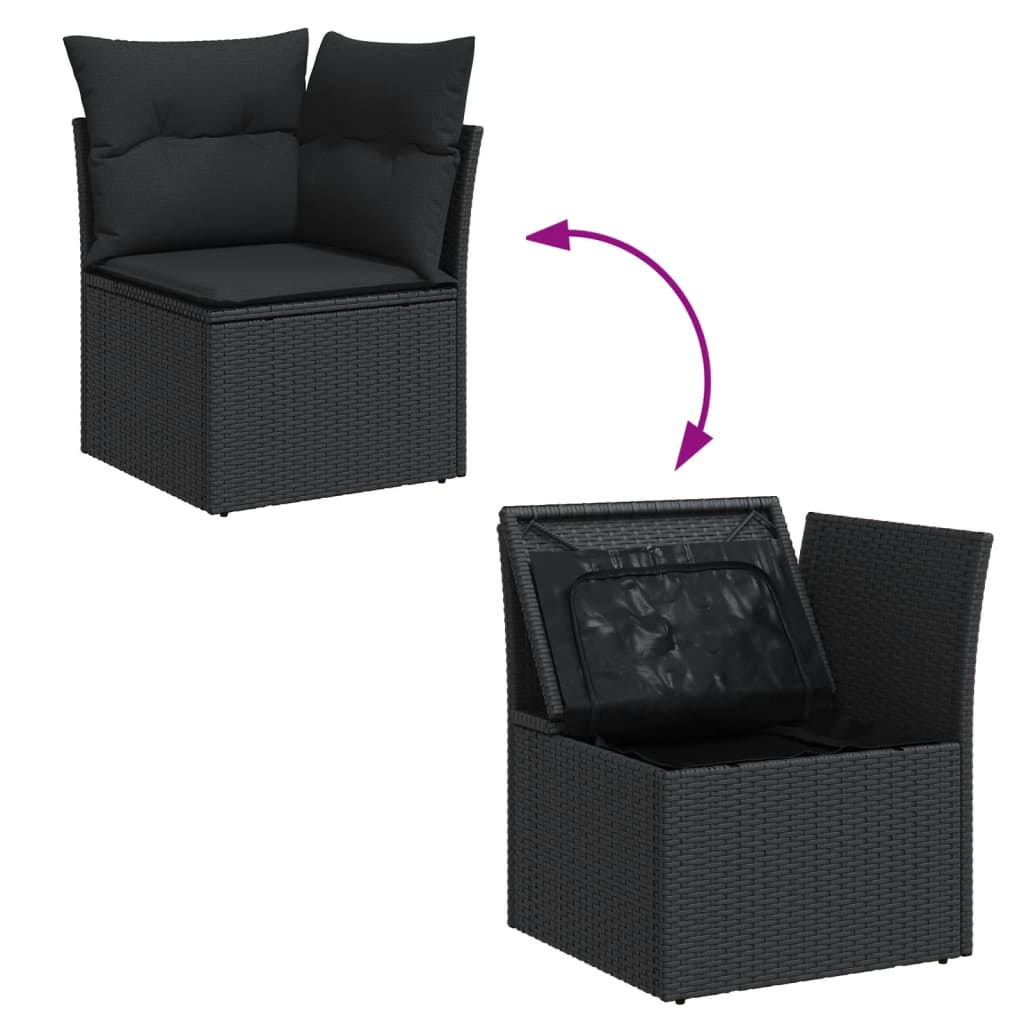 Set Divani da Giardino 13pz con Cuscini Nero in Polyrattan | homemem39