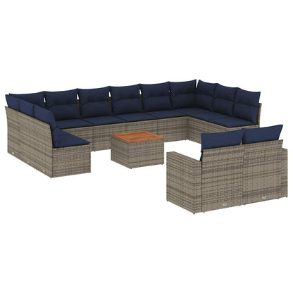 Set Divani da Giardino 13 pz con Cuscini Grigio in Polyrattan | homemem39