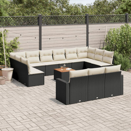 Set Divani da Giardino 14pz con Cuscini in Polyrattan Nero | homemem39
