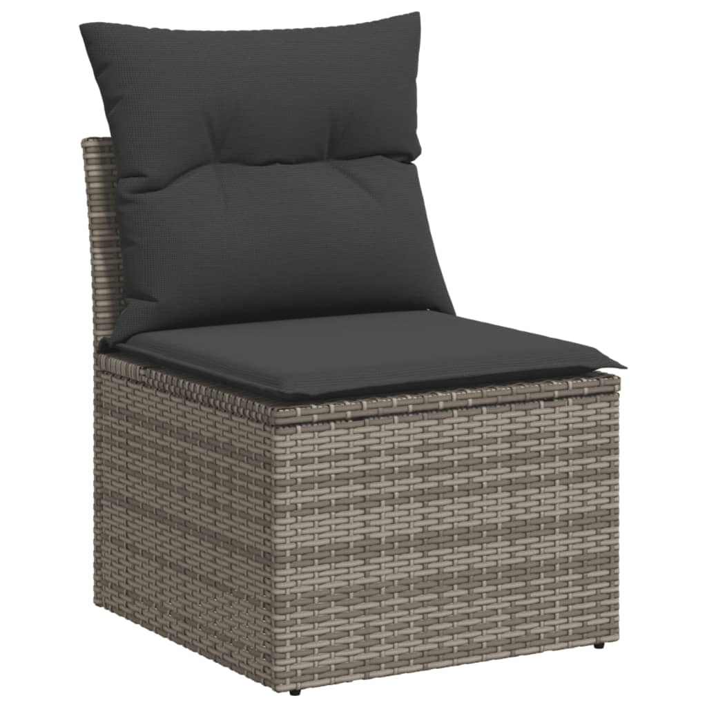 Set Divani da Giardino 14pz con Cuscini in Polyrattan Grigio | homemem39