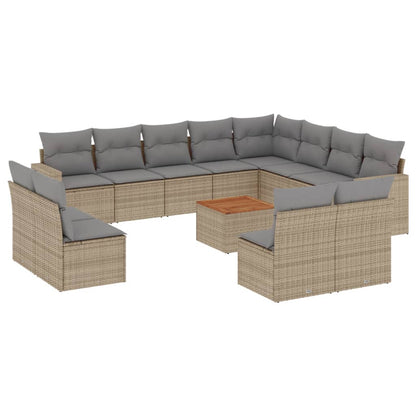 Set Divano da Giardino 13 pz con Cuscini Beige Misto Polyrattan | homemem39